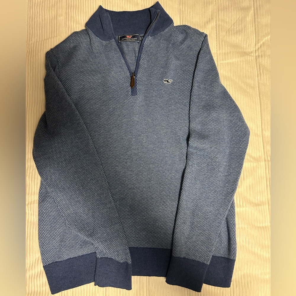 Men's Vineyard Vines Quarter Zip Sweater Navy Blue Small